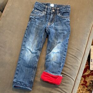 Children's Denim Jeans with Red fleece lining